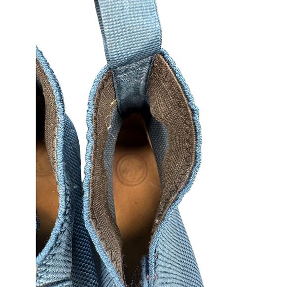 Charleston Shoe Co. Navy Charleston Linen Espadrille Milly Platform Ankle Boot - Picture 5 of 8